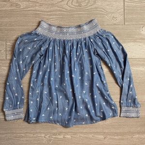 Tommy Hilfiger Blue LeafPrint Off the Shoulder Top